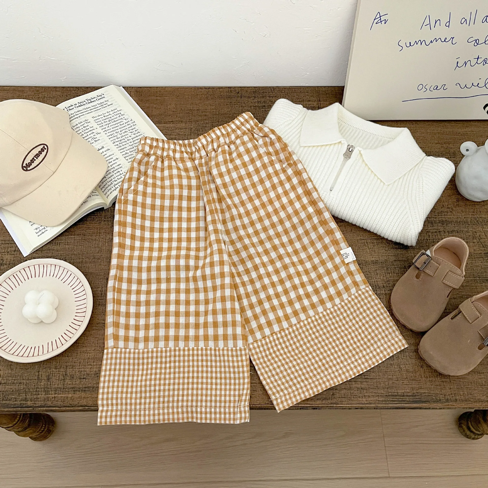 

Children's Clothing Baby Pants 2026 Spring and Autumn New Children's Color Matching Plaid Casual Straight Pants