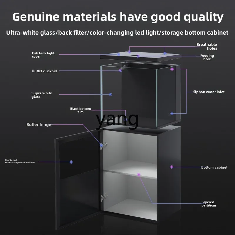 Lmm living room household small floor back filter ultra-white aquarium ecological goldfish tank