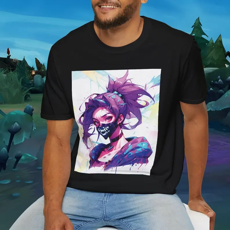 Gaming Tee - KDA Akali Watercolor Fanart Shirt | Gift for Him | | KDA Art Unisex Tee