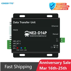 RS485/RS232/RS422 to Ethernet Serial Server DC8-28V Modbus TCP RTU MQTT CDEBYTE NE2-D14P AT Command Power and Signal Isolation