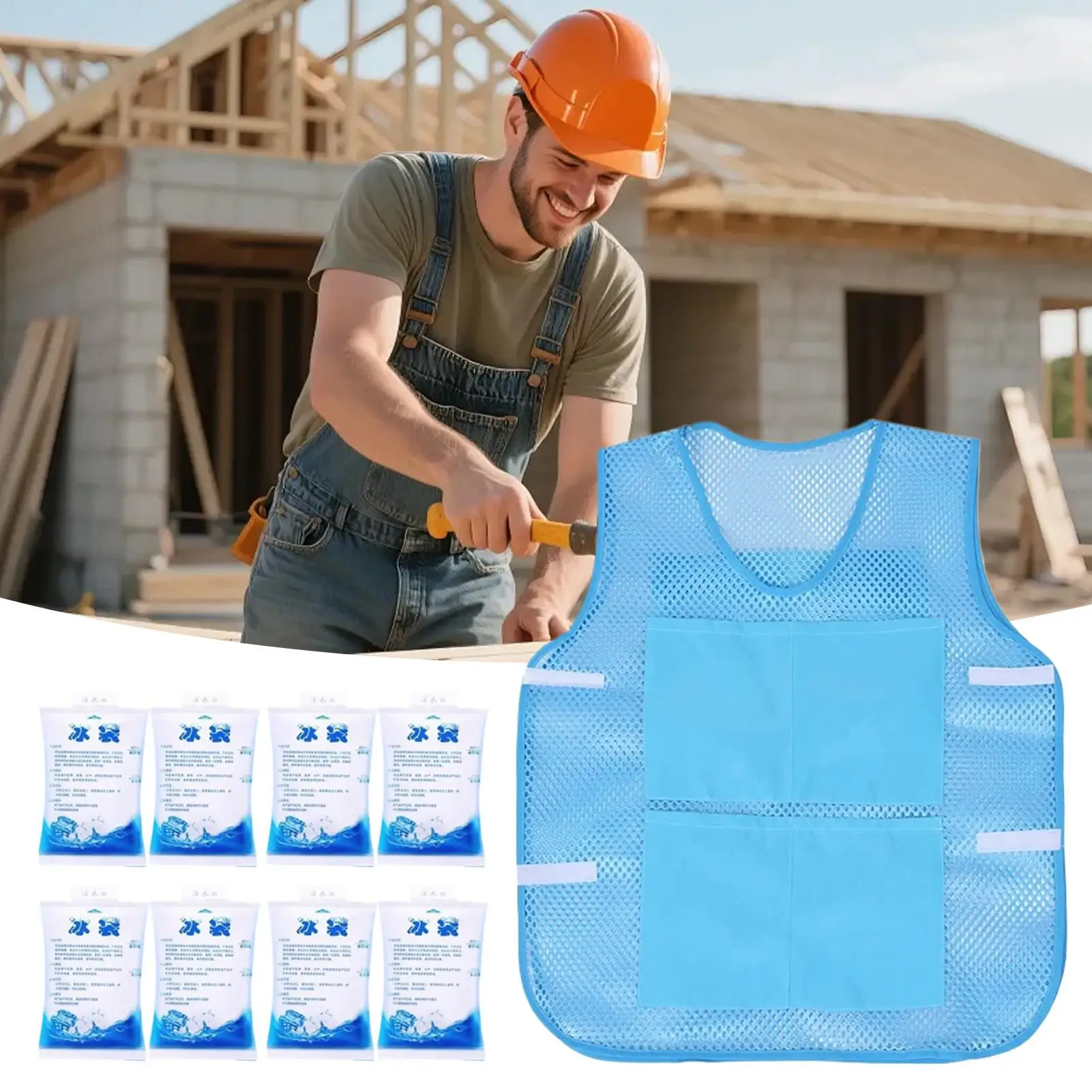 Cooling Vest for Men Fast Cooling Vest with 8 Ice Packs Wearable Personal Cooler Gadgets Cold Clothes for Summer Outdoor Sports