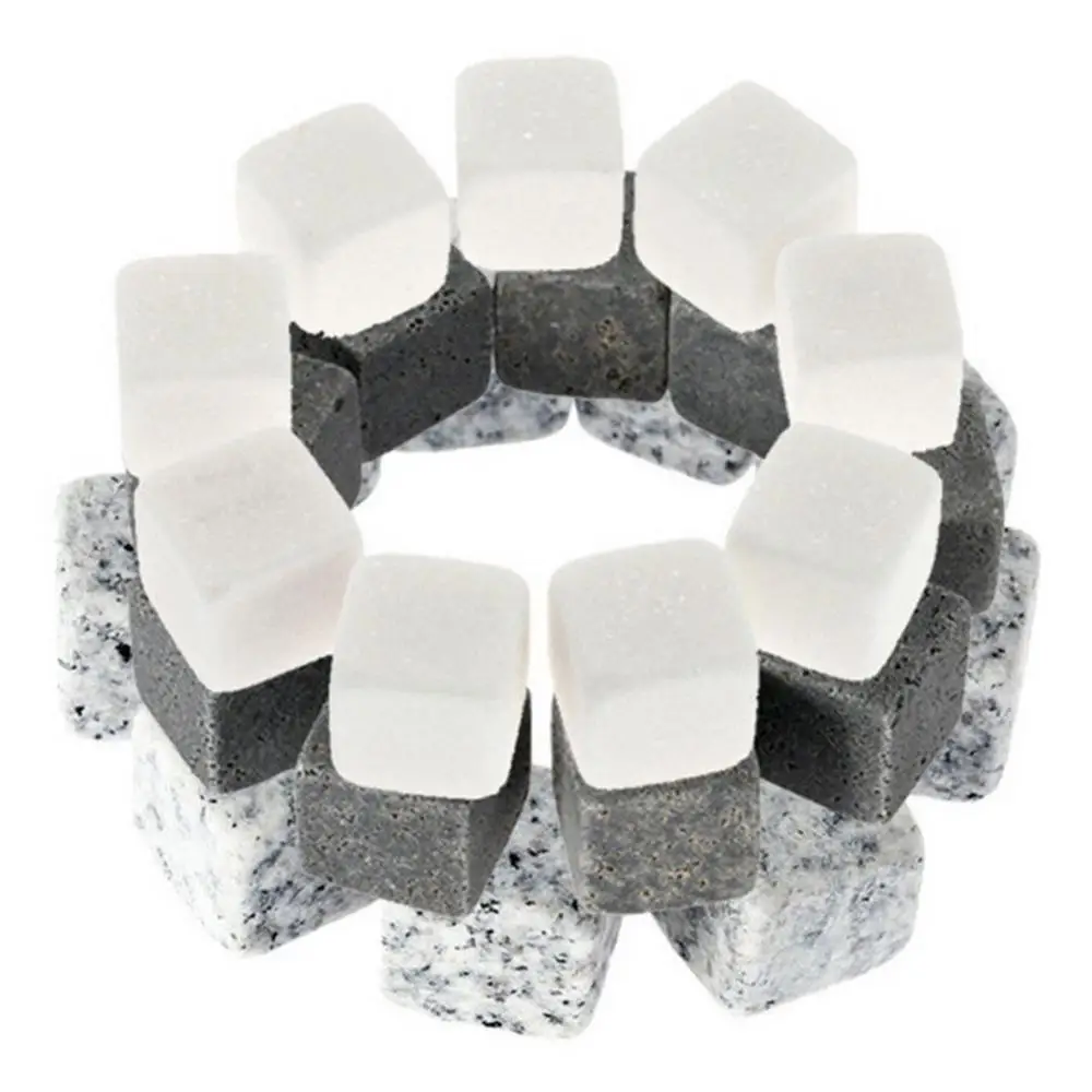 6/9Pcs Granite Ice Cube Stone Reusable Cooling Ice Cubes Whiskey Stones Granite Whiskey Rocks Bar Party Wine Chilling Stones