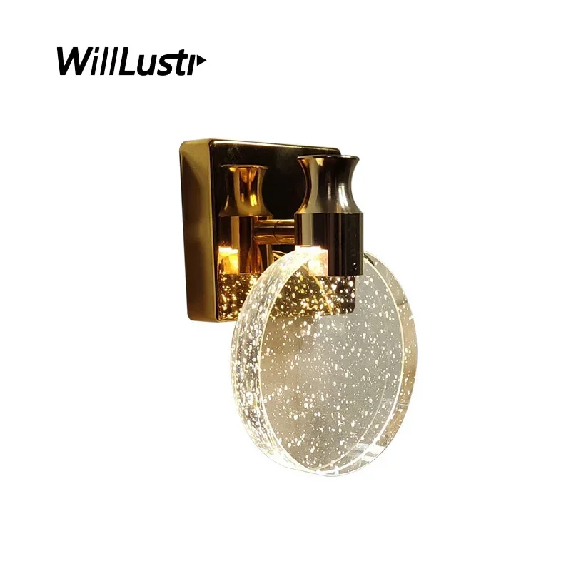 

Nordic Crystal Wall Lamp Luxury Metal Light Hotel Restaurant Bar Cafe Aisle Vanity Mirror Bedside Modern Gold Silver LED Sconce