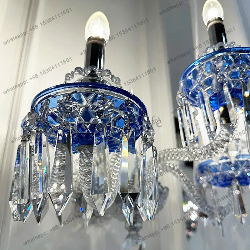 YJ French vintage bedside wall decoration can emit light, luxury, and high-end crystal candle ornaments
