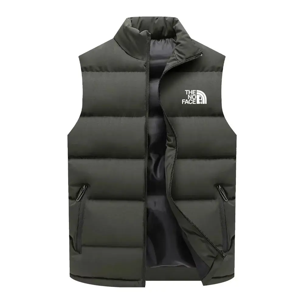 2023 Men's Tank Top Sleeveless Warm Winter Jacket Waterproof Zipper Coat Autumn Collar Standing Tank Top Casual North