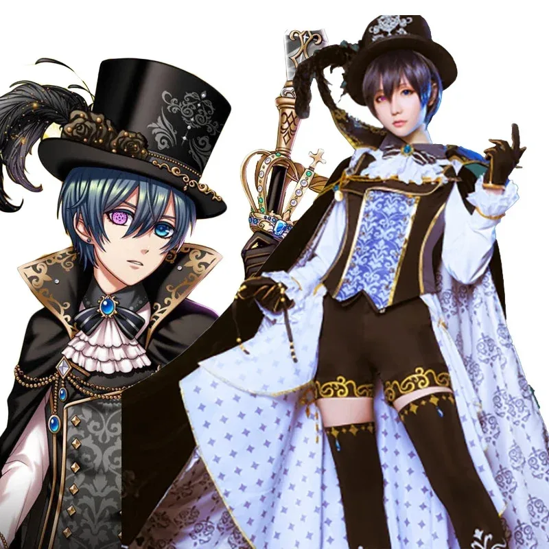 

♥ New 2026 Anime Kuroshitsuji Black Butler Cosplay Ciel Phantomhive Costume Women Men Full Set Party Dress Hallowee ★Bear House