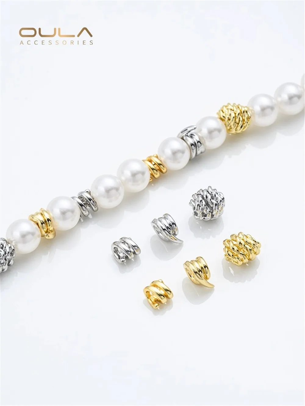 

18K Copper-plated Real Gold Spring Beads Twisted Thread Snail Beads Woven Ball Spacer Beads Diy Handmade Pearl Jewelry Accessori