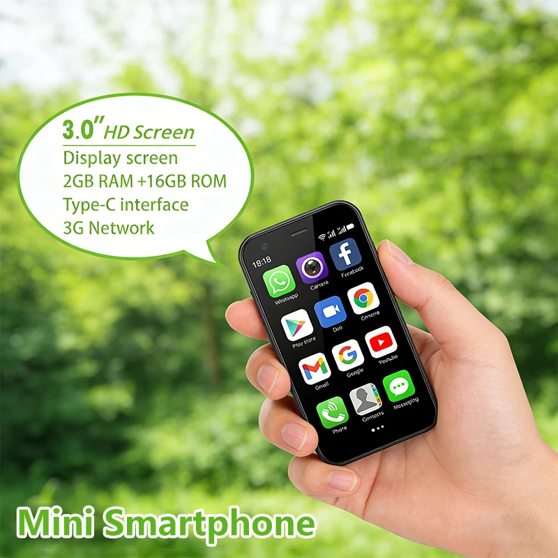 ONEMYTH XS15 Mini Smartphone, Android System, 3-Inch Small Screen, Play Store, Dual SIM, Compact Phone