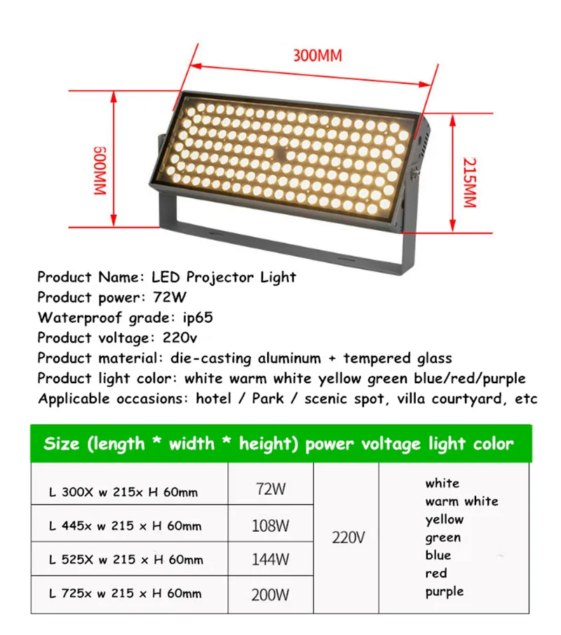 Iluminación de pared Exterior para Hotel y Villa, luces de árbol, 72W, 108W, 144W, impermeable