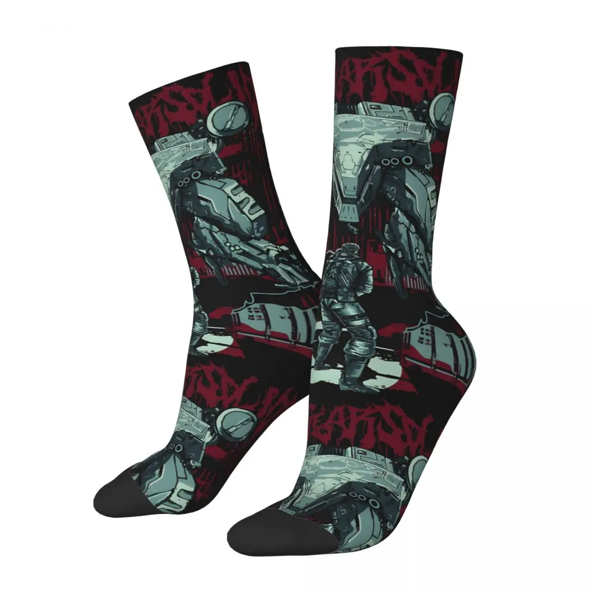 Calcetines de compresión para hombre y mujer, calcetín Unisex de estilo Hip Hop, Retro, Crazy, m-metal Gear, Harajuku, estampado divertido, novedad