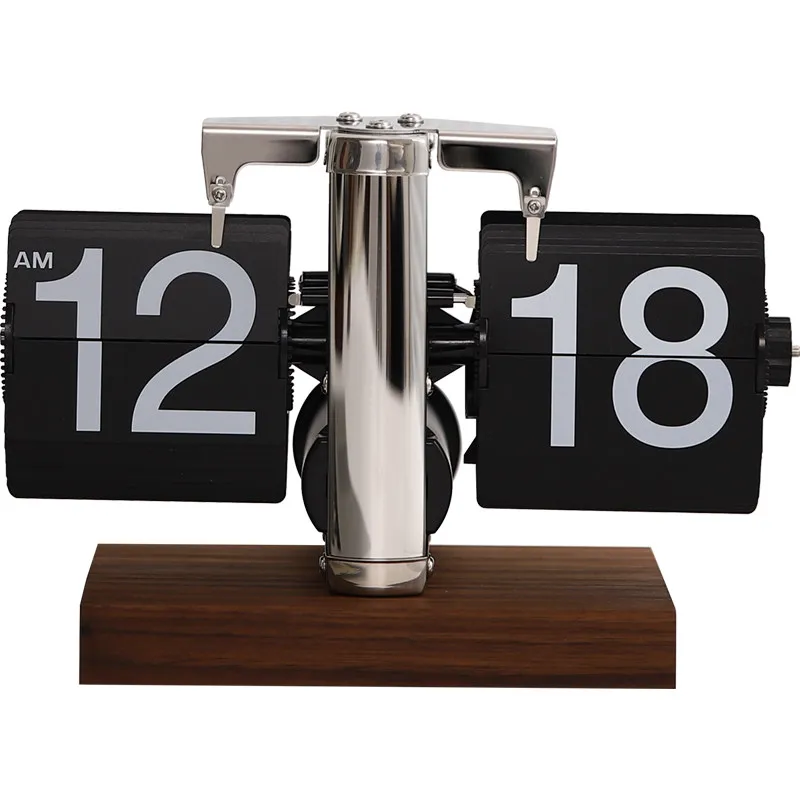 Retro Mechanical Automatic Flip Clock Light Luxury Digital Tabletop Clock Creative Decor Ornament For Living Room Desktop
