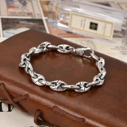 HX Silver Color Korean Edition Irregular Personality Bracelet Men Trendy Retro Heavy Industry Couple Bracelet Minimalist Jewelry