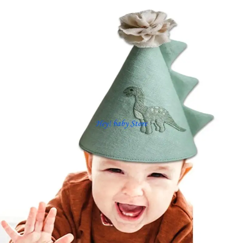 

Q1FE Adorable Dinosaur Birthday Party Hat for Kids Cosy Cotton Headpiece Photo Props