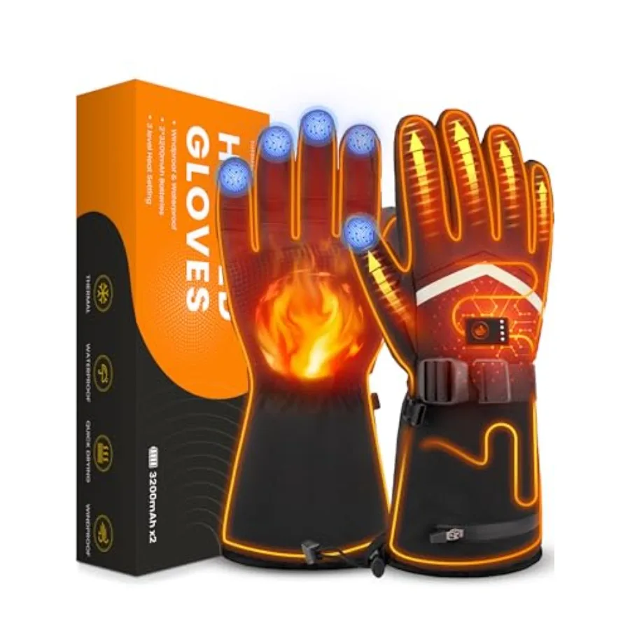 

Heated Gloves for Men and Women Rechargeable Hand Warmers with Touchscreen Waterproof Electric Heated Ski Glove for Winter Outd