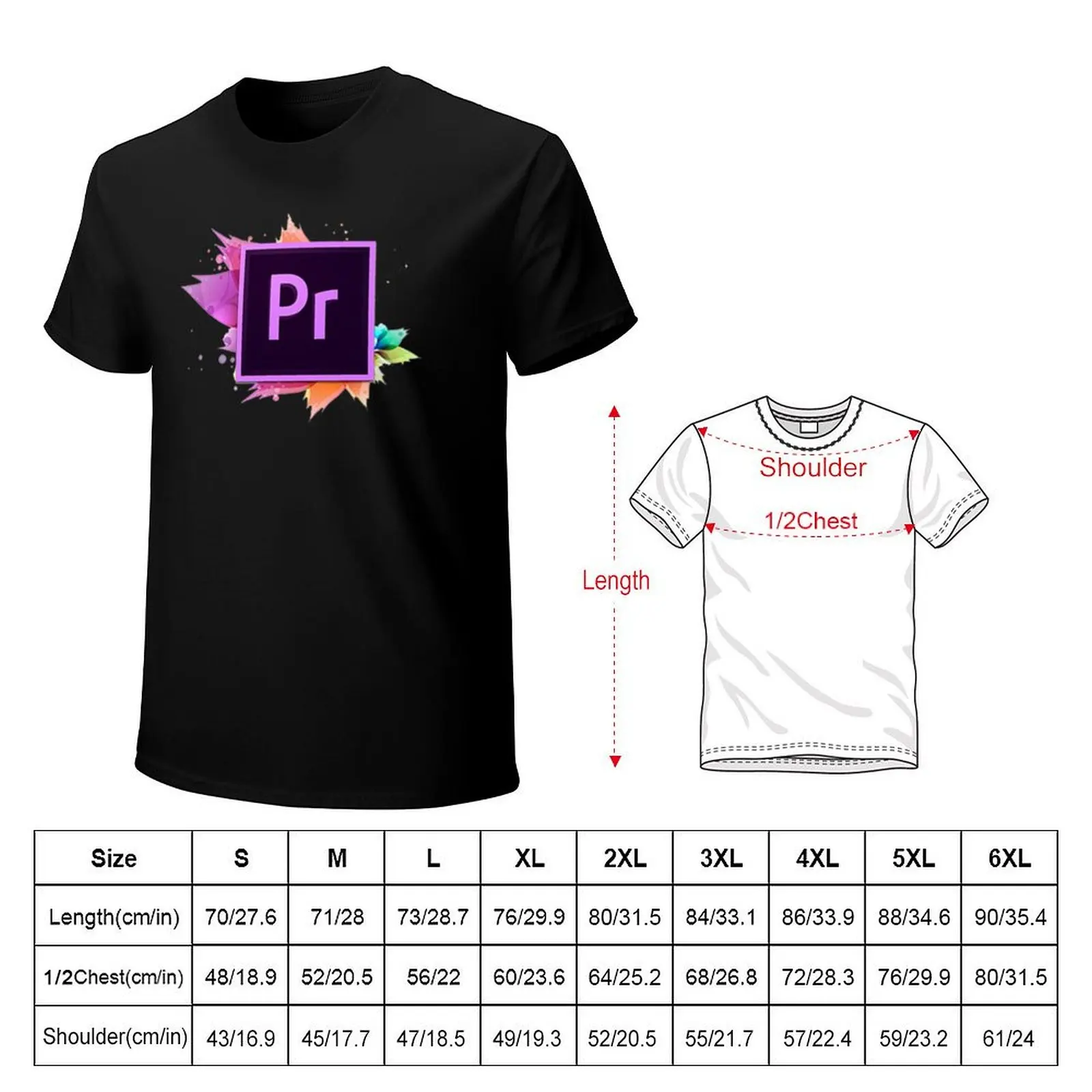 Adobe Premiere Pro T-Shirt Retro Style Print Casual Top