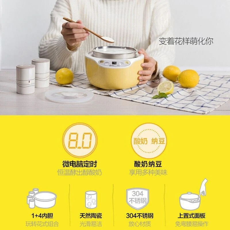 Automatic Yogurt Maker Machine, Multi-Function Fermenter for Making Yogurt, Natto, Rice Wine, Stainless Steel
