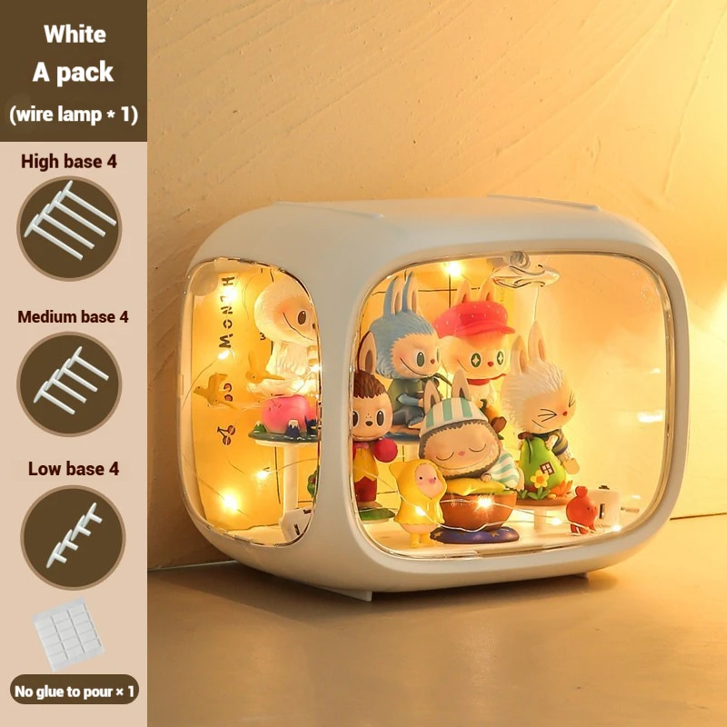 1/2/3/4 قطعة صندوق منظم أكريليك عرض مع أضواء LED للمقتنيات منظم تخزين شفاف لشخصيات الحركة