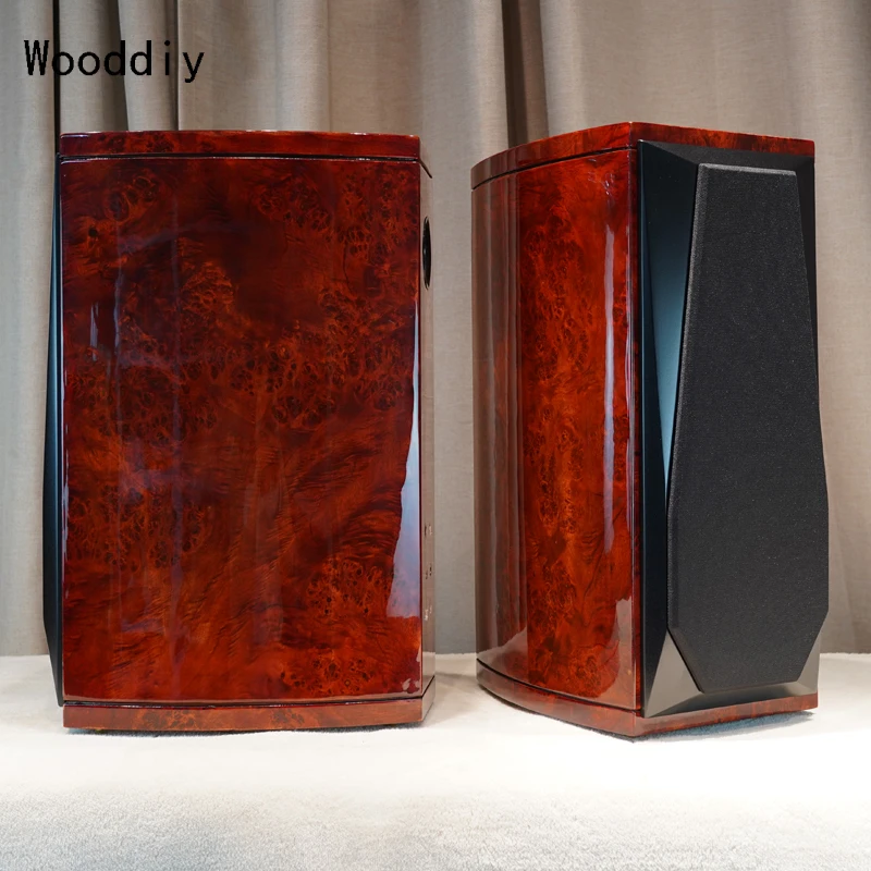 Wooddiy 6.5 Inch One Pair Speaker Cabinet Empty Box Three-way Classic Style Speaker Birch Plywood Baltic Waist Drum Radian Gloss