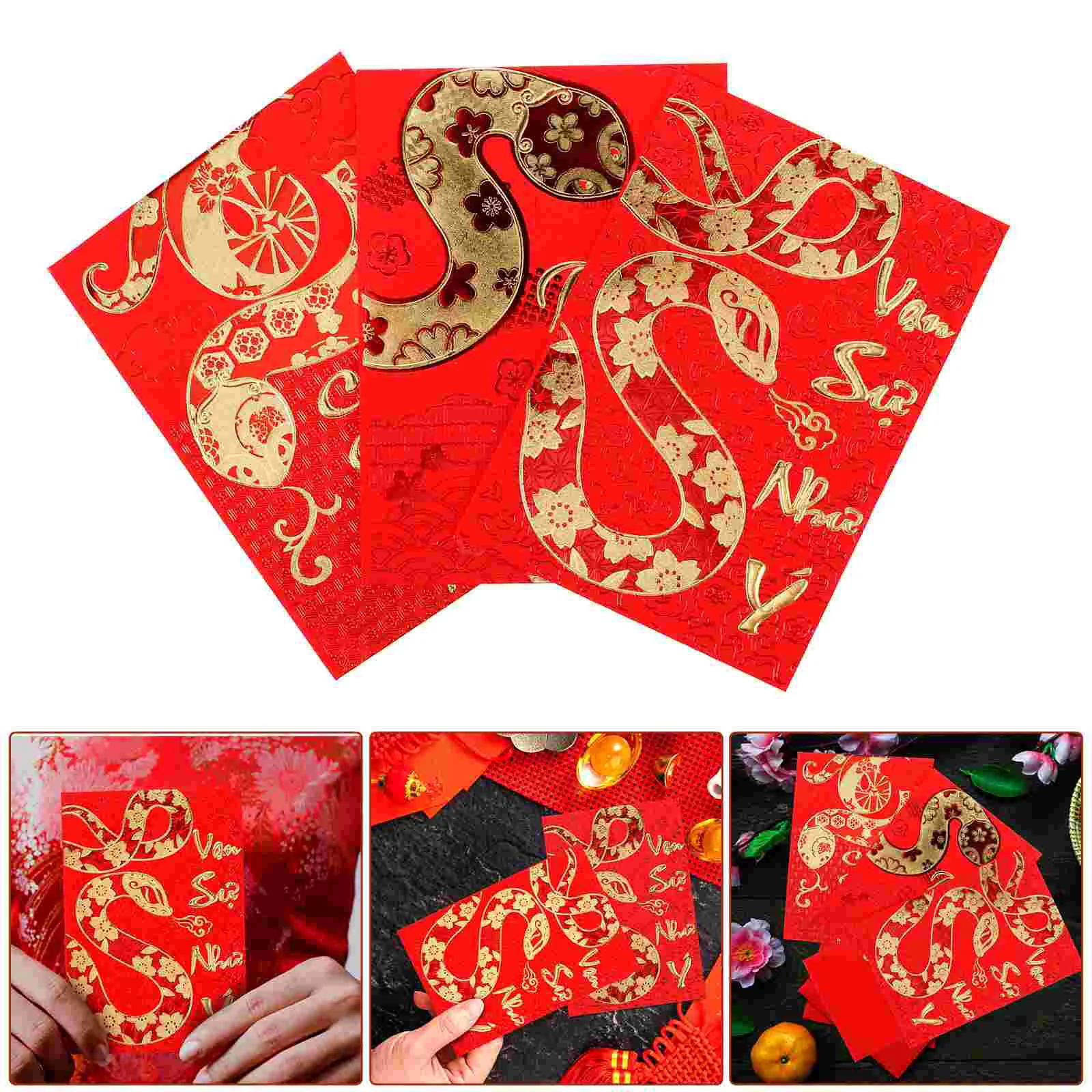 

18 Pcs Year of The Snake Spring Festival Red Envelope Sticker Pockets New Envelopes Gift Paper Vietnamese Money Pouch Pouches