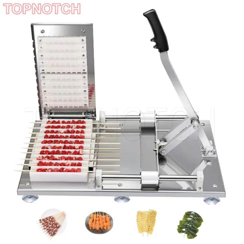 BBQ Meat Skewer Manual Satay Skewer Machine Stainless Steel Mutton Kebab Lamb Skewer Tools Kebab Meat Wear String Machine