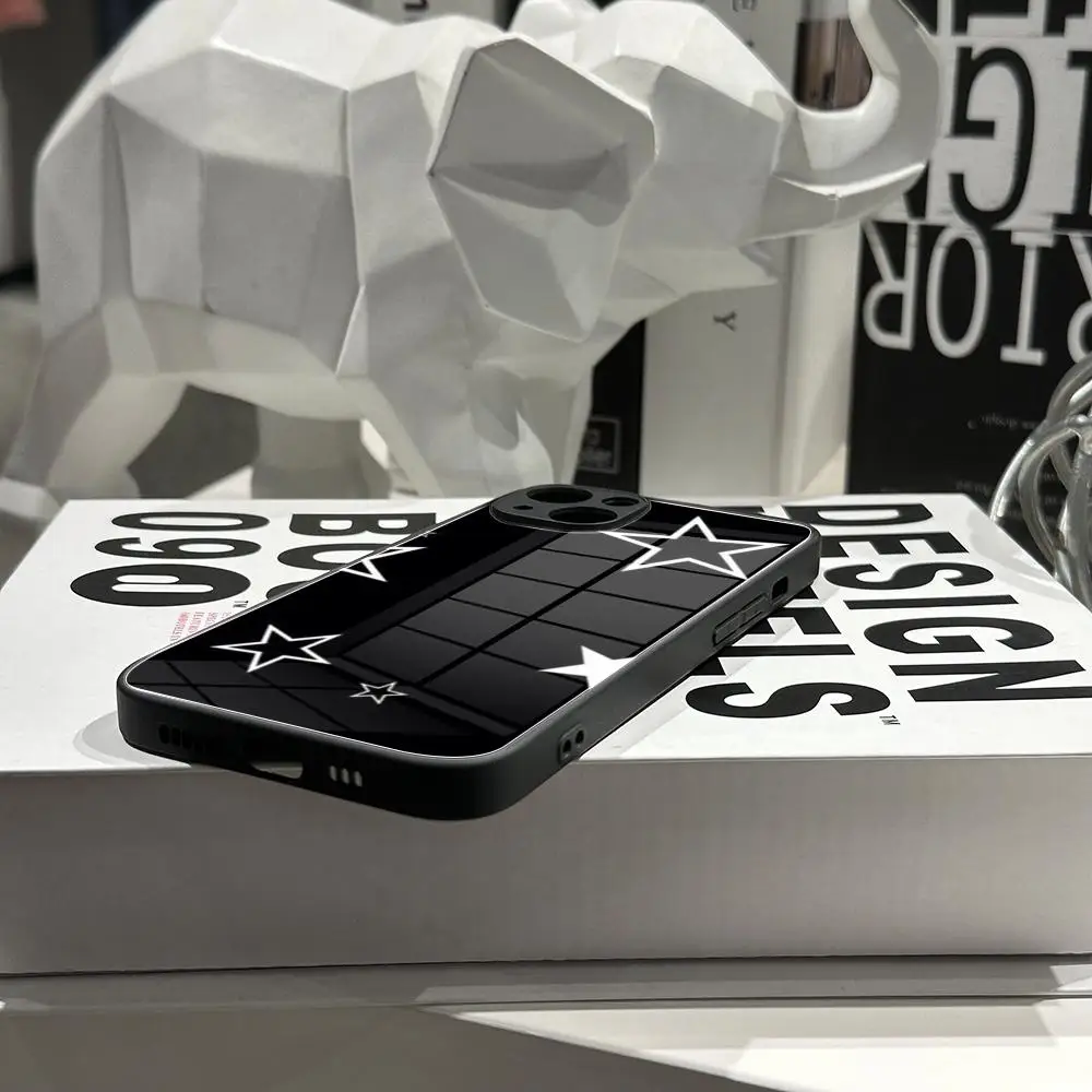 Punk Cool Five Pointed Star Phone Case Tempered Glass Shell FOR IPhone 15ProMAX 14 11 12 Pro 15Plus 13 Pro MAX XR XS MINI Cover