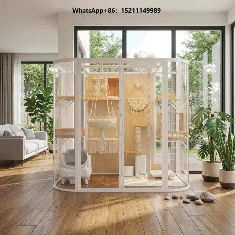Luxury Panoramic Cloth Extra Large Free Space Cat Villa Indoor Toilet Integrated Cat House Dog House