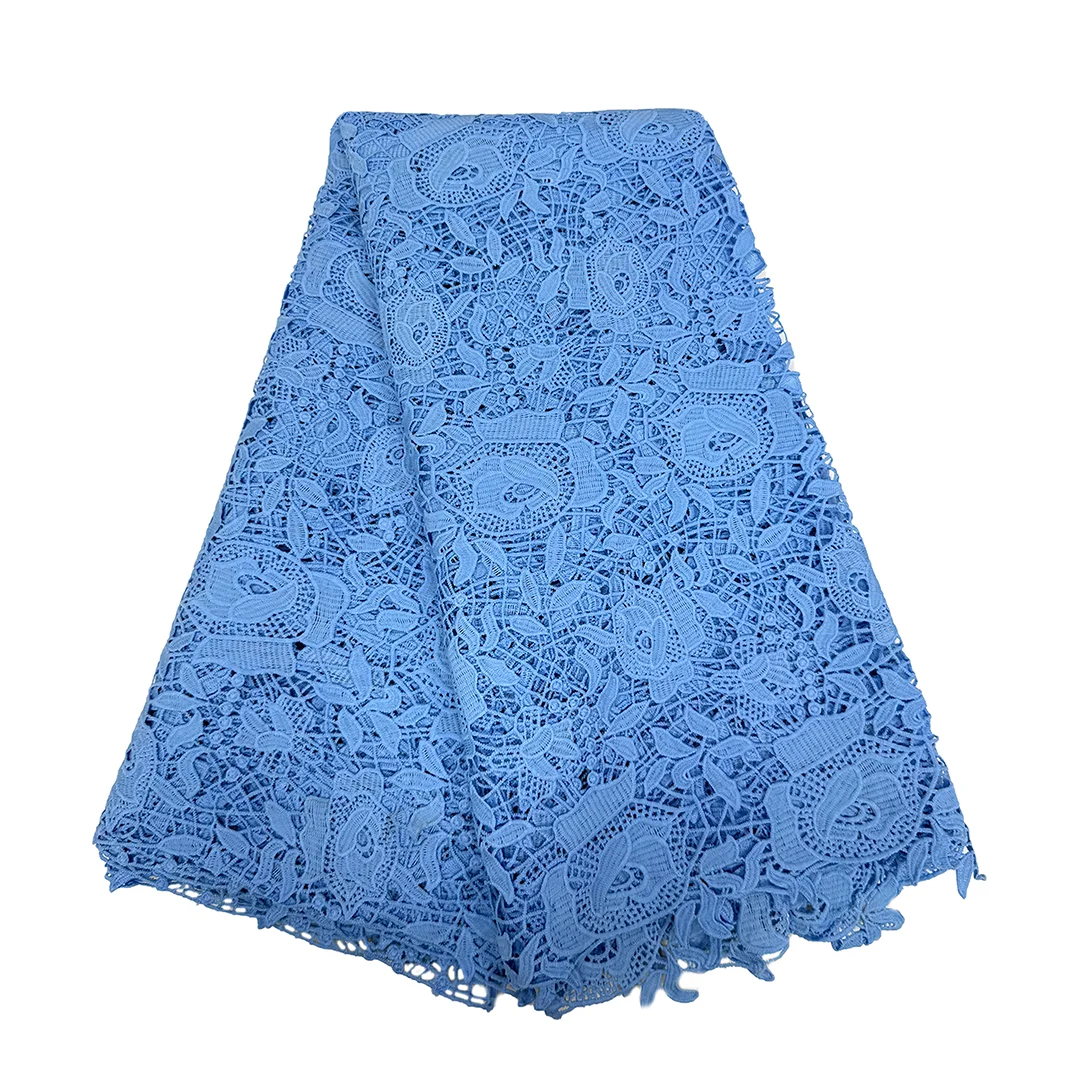 Beauty Tissue Cord Lace Fabric Nigerian African Hot Sale Wedding Party Dress Guipure Cord Water Souble Lace Fabric For Women