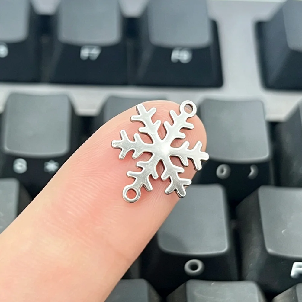 50Pcs/Lot Stainless Steel Snowflake Charm 18*13mm 0.6G Connectors Charm For DIY Bracelet Necklace Making
