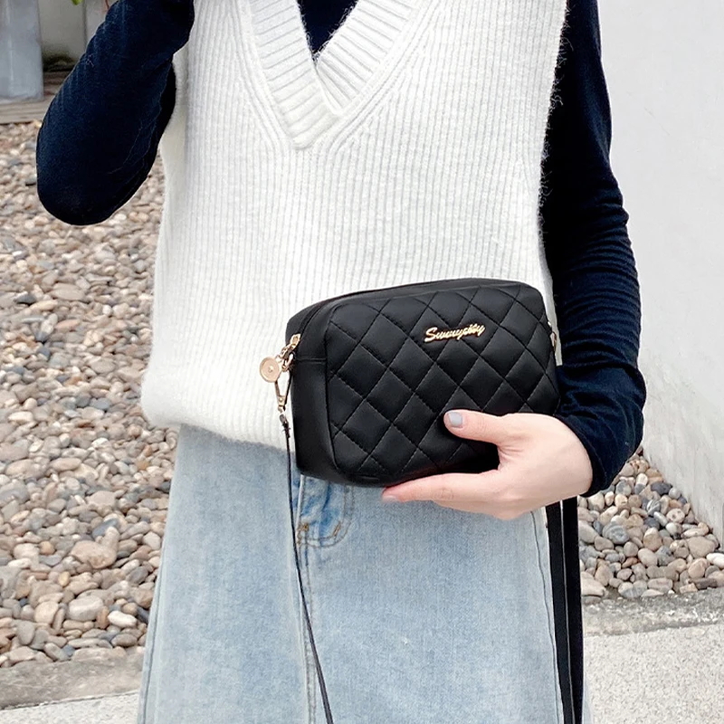 Simple Style Small Shoulder Bags For Women Solid Color Pu Leather Wide Strap Crossbody Bag Female Phone Purse Messenger Handbag