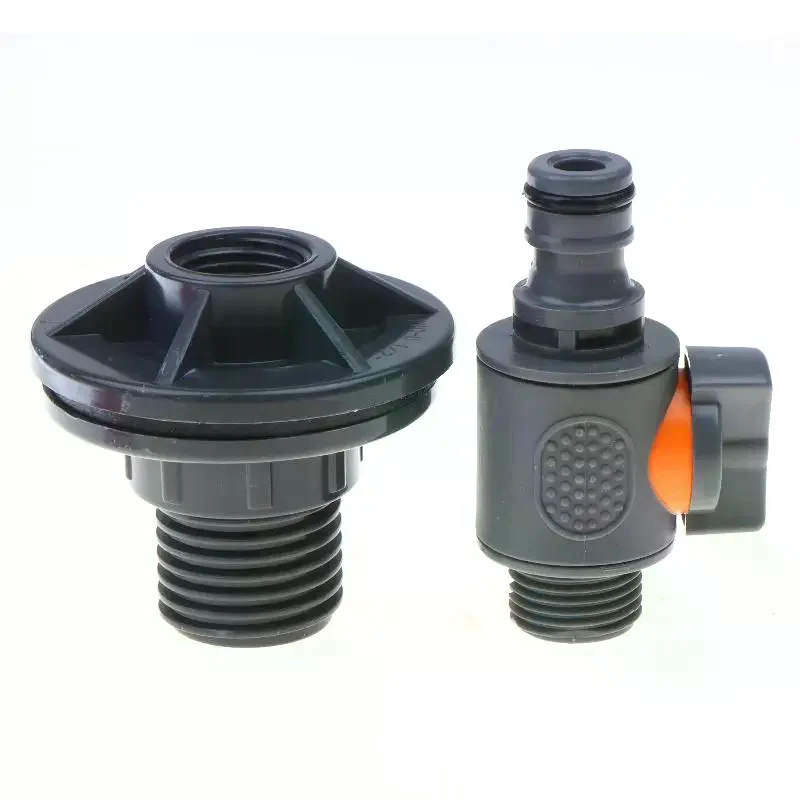 PVC Water Tank Straight Valve Nipple Quick Stop Connector, Rubber Coated Adapter with Pink Tape Plumbing