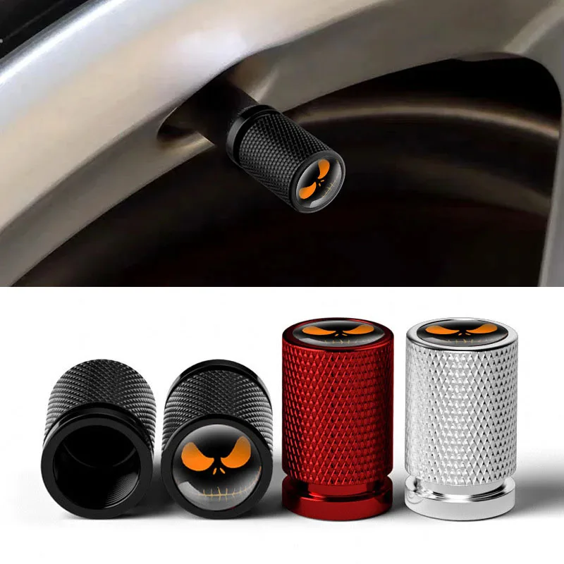 

4Pcs/Set Car Wheel Tire Valve Caps Tyre Stem Covers Airdust Waterproof For Halloween Skull Eyes Car Wheel Hub Valve Core Cover