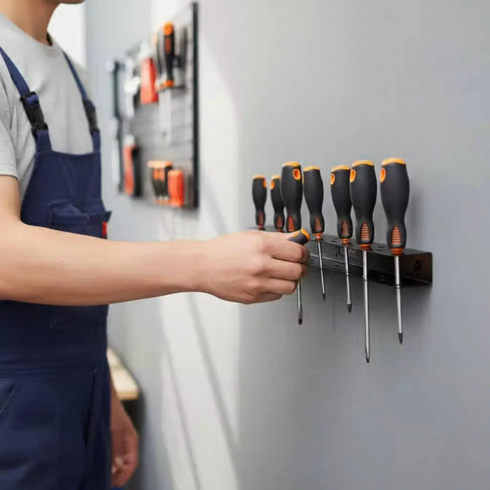 Screwdriver and Plier Rack Sturdy-Duty Wall Mounted Tool Organizer Pliers Storage Rack Space Saving Wall Mount Tool Organizer view 4