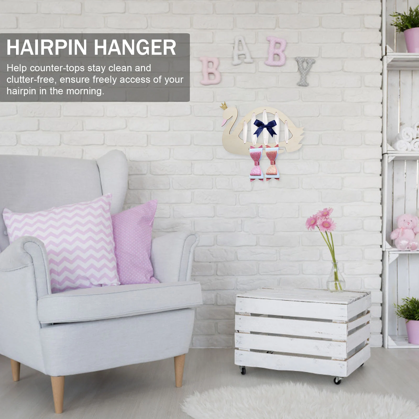 

Swan Jewelry Hair Accessory Hanger Bow Storage Children's Room Clip Organizer Accessories Girls Holder Silk Hairbow for