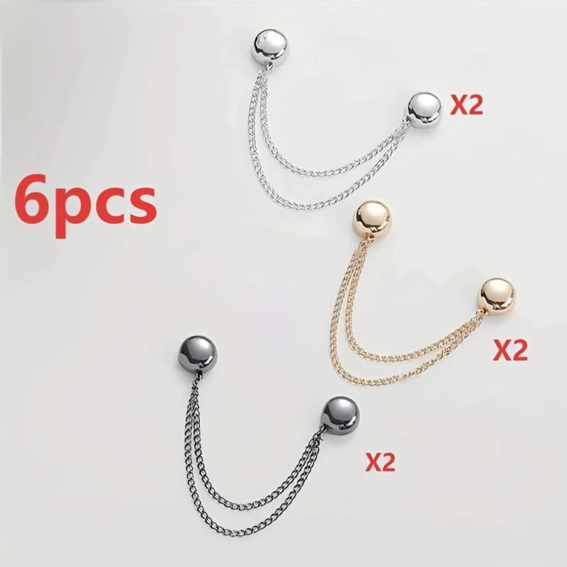 6Pcs Women's Magnetic Clothing Clips-Adjustable,Suitable For Shirts/Sleeves/Dresses/Pants Brooch Clips,Women's Fashion Accessory