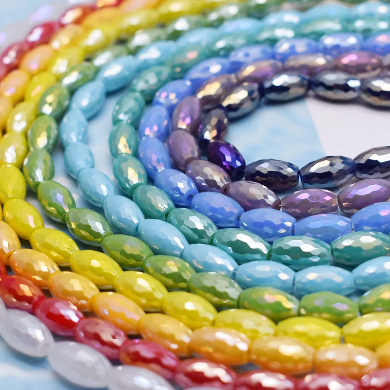 6x10mm 20pcs/bag Red Color Ellipse Crystal Glass Beads Faceted Seed Loose Spacer Beads For Jewelry Making DIY Bracelet