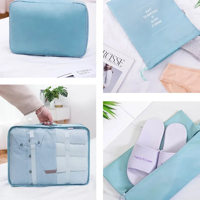 8 Pieces Thickened Travel Storage Bag Underwear Makeup Toiletries Organizer For Clothes Luggage Packing Cube Suitcase Tidy Pouch