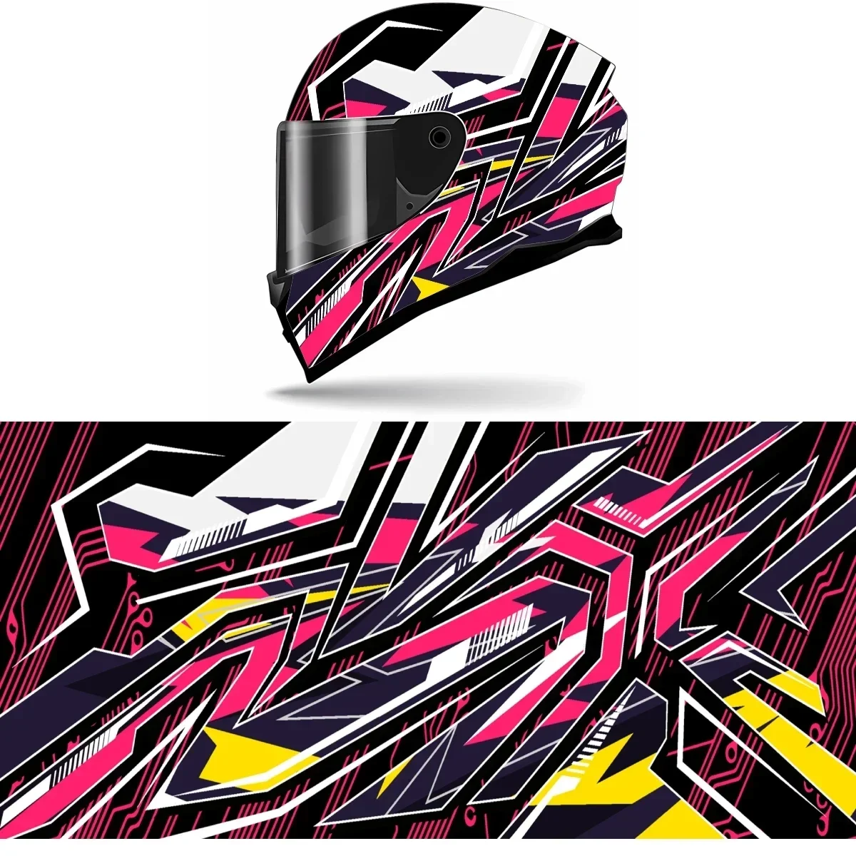 Abstract Pink Full Helmet Wrap Sticker Motorcycle Helmet Racing Graphic Decal Vinyl Wrap Helmet Decor Sticker