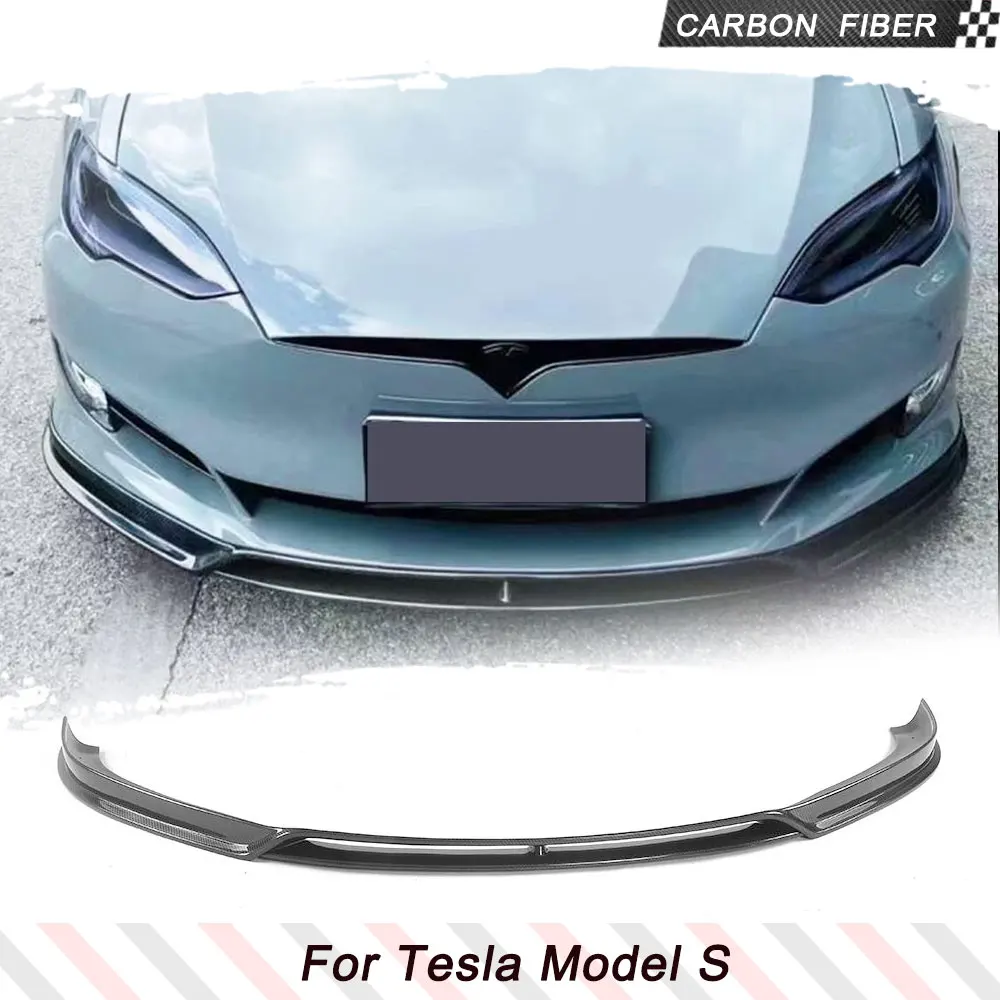 

Model S Carbon Fiber Front Bumper Lip for Tesla Model S 2016-2020 Front Spoiler Kits Car Accessories Body Kit Trim Protection