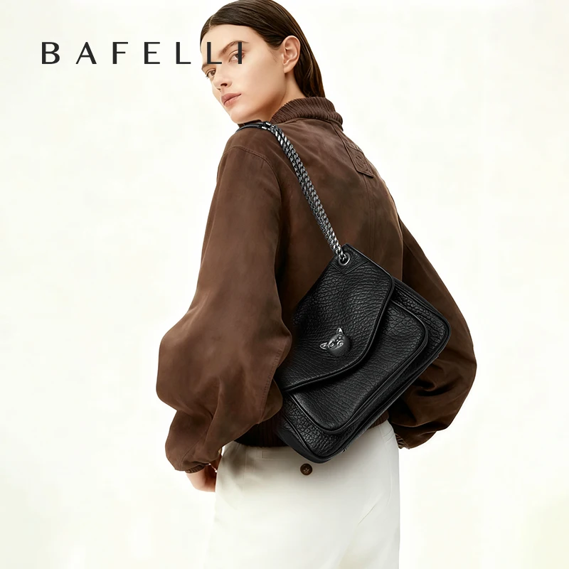 

BAFELLI Модная женская сумка-тоут с цепочкой, мягкая кожаная сумка через плечо и сумка через плечо, шикарная роскошная сумка