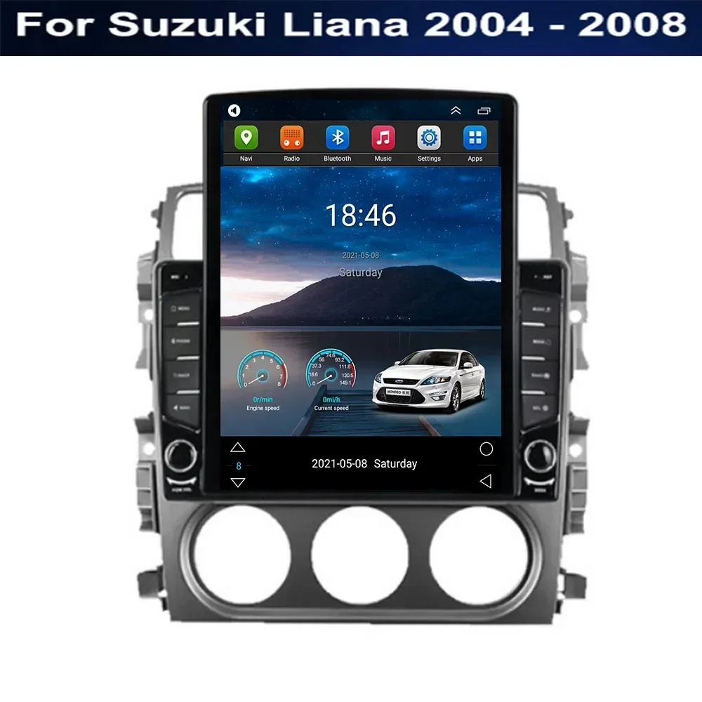 For Tesla Style 2 Din Android 14.0 Car Radio For Suzuki Liana 2004 - 2008 Multimedia Video Player GPS Stereo Carplay RDS Camera