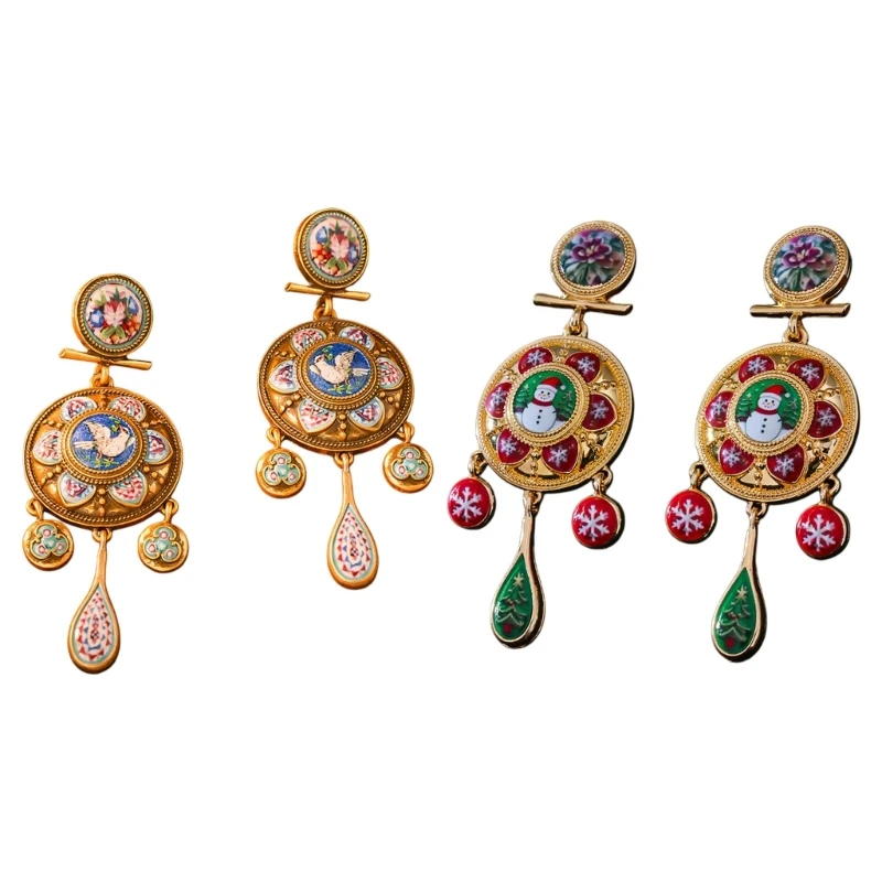 N7YF Artistic Ethnic Statement Earrings Showcasing Exquisite Doves Detailing