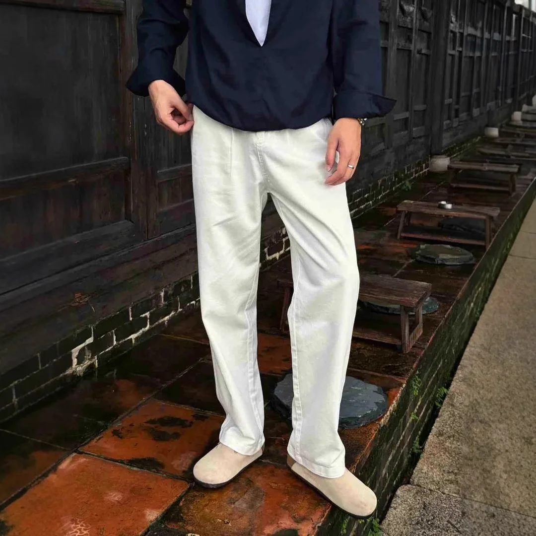 

High Quali Men's Straight Leg Casual Pants Slimming Tapered American Sle Autumn High Street Faion Loose Fit Polyester F...