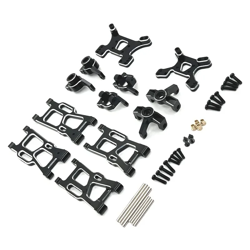 Metal Suspension Arms Steering Cup Hub Carriers Shock Tower Set Upgrade Parts FOR Wltoys 144001 144010 124007 124008 124017