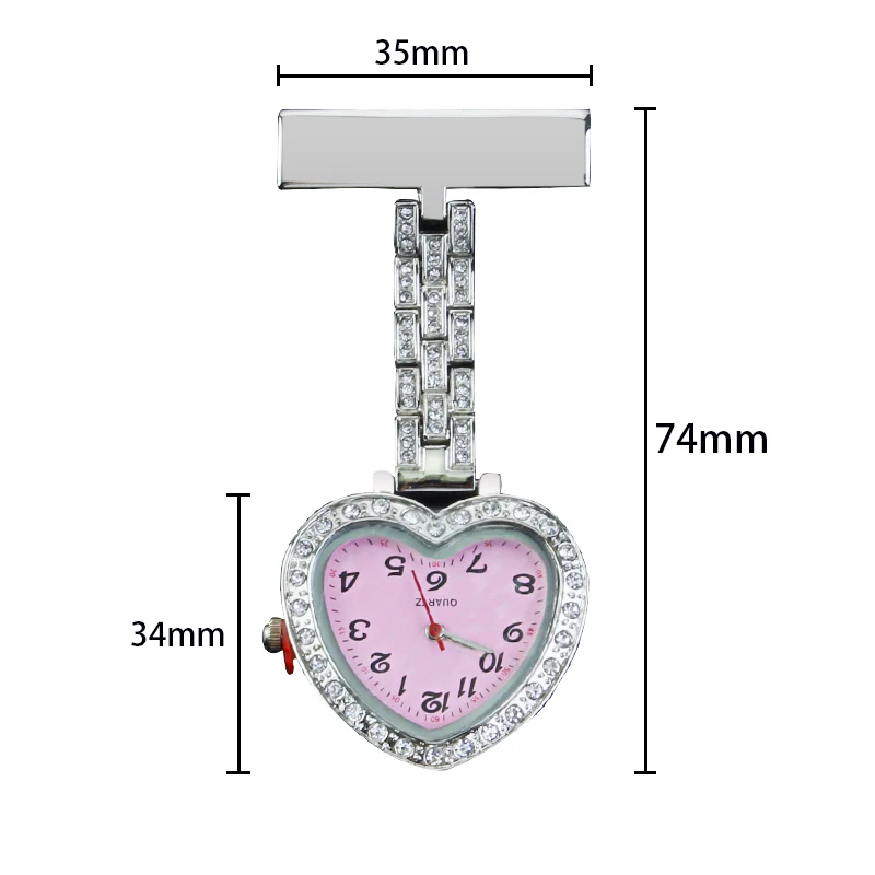 Reloj de bolsillo para enfermera, bolsa para bolígrafo, soporte para bolígrafo, hebilla elástica, cinturón en forma de corazón, taladro, relojes de cuarzo, broche médico de plata