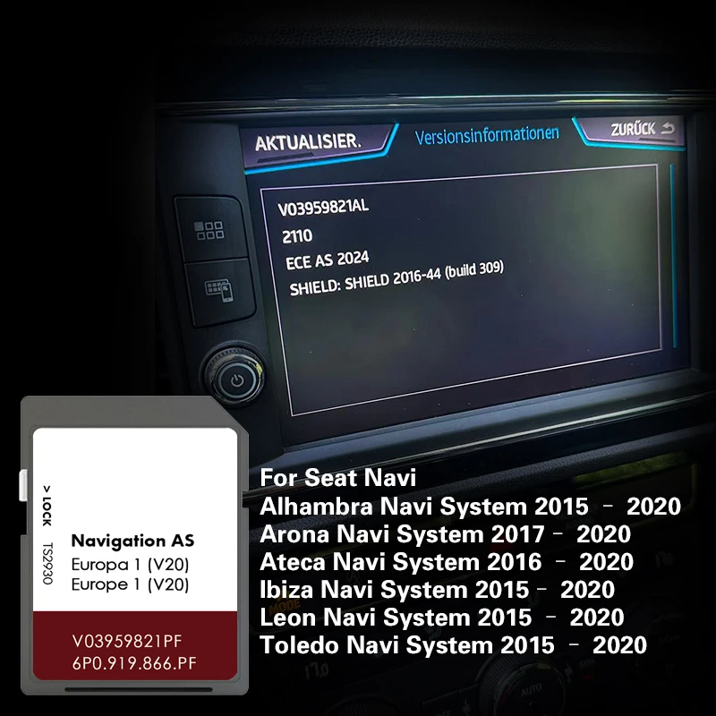AS V20 Suitable for Seat Accessories GPS Navigation 32GB Memory SD Card Map Coverage Europe England Switzland Netherlands Spain