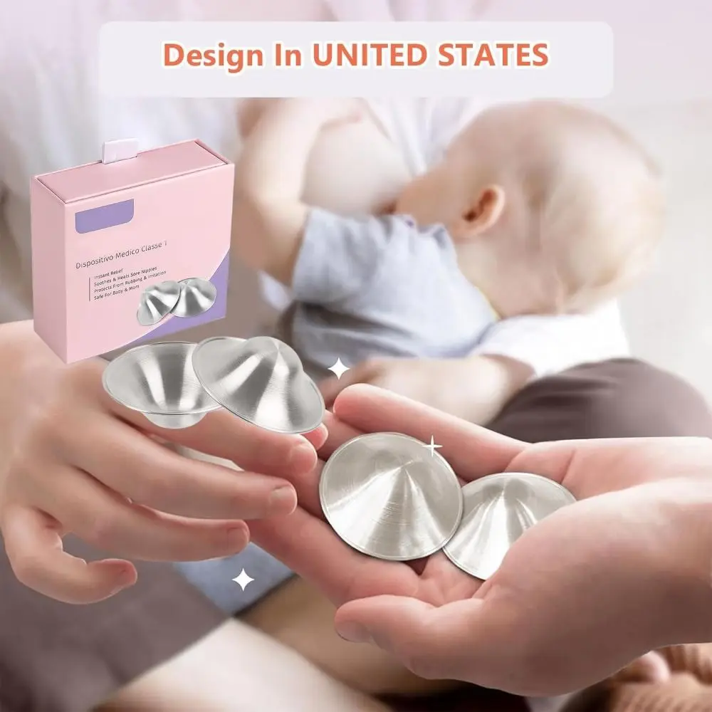 Hot Soothing Nipple Shields Silver Original Breastfeeding Essentials Healing Easy to Use Nipple Covers for Nursing Newborn