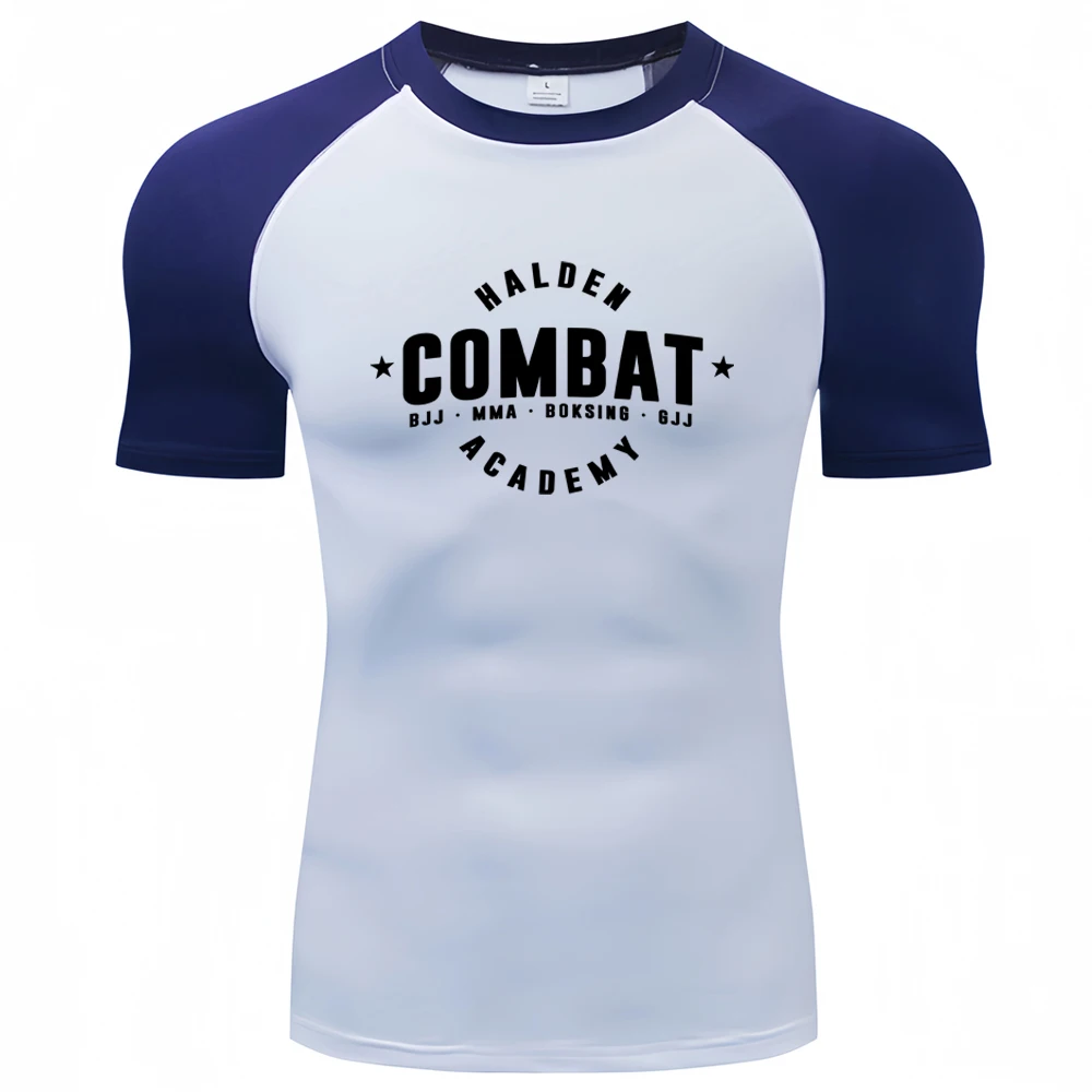 BJJ MMA drukowane męskie sportowe koszulki kompresyjne sportowe szybkoschnące oddychające Rash Guard sportowe obcisłe koszulki treningowe letnie