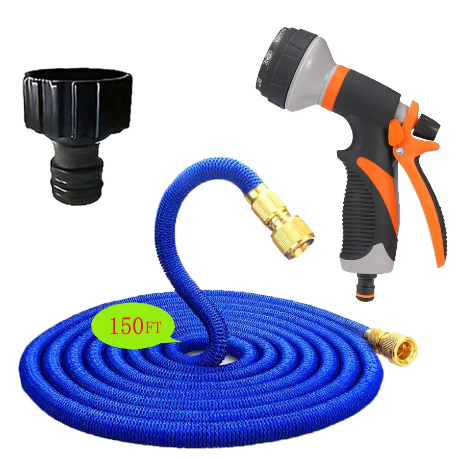 

Легкий расширяемый шланг 150 футов с латунным соединителем и распылителем для огорода и ухода за приусадебным участком