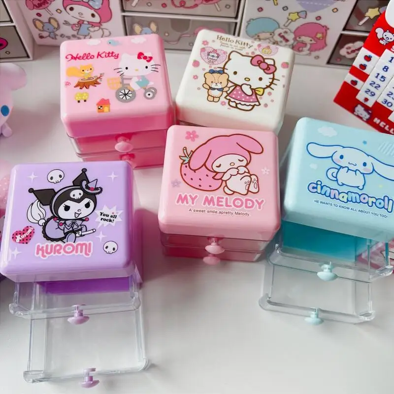 Kawaii Sanrio Hello Kitty Cinnamoroll Storage Box Children's Anime Toys Home Accessories Storage Box Desktop Drawer Storage Box