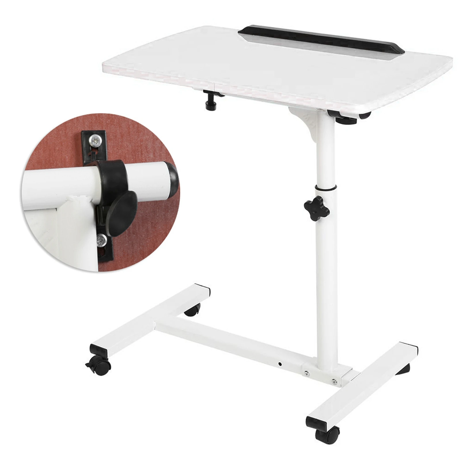 Tragbarer multifunktion aler abnehmbarer Laptop-Schreibtisch mit Rädern Bett Sofa Bücher Snack weiß